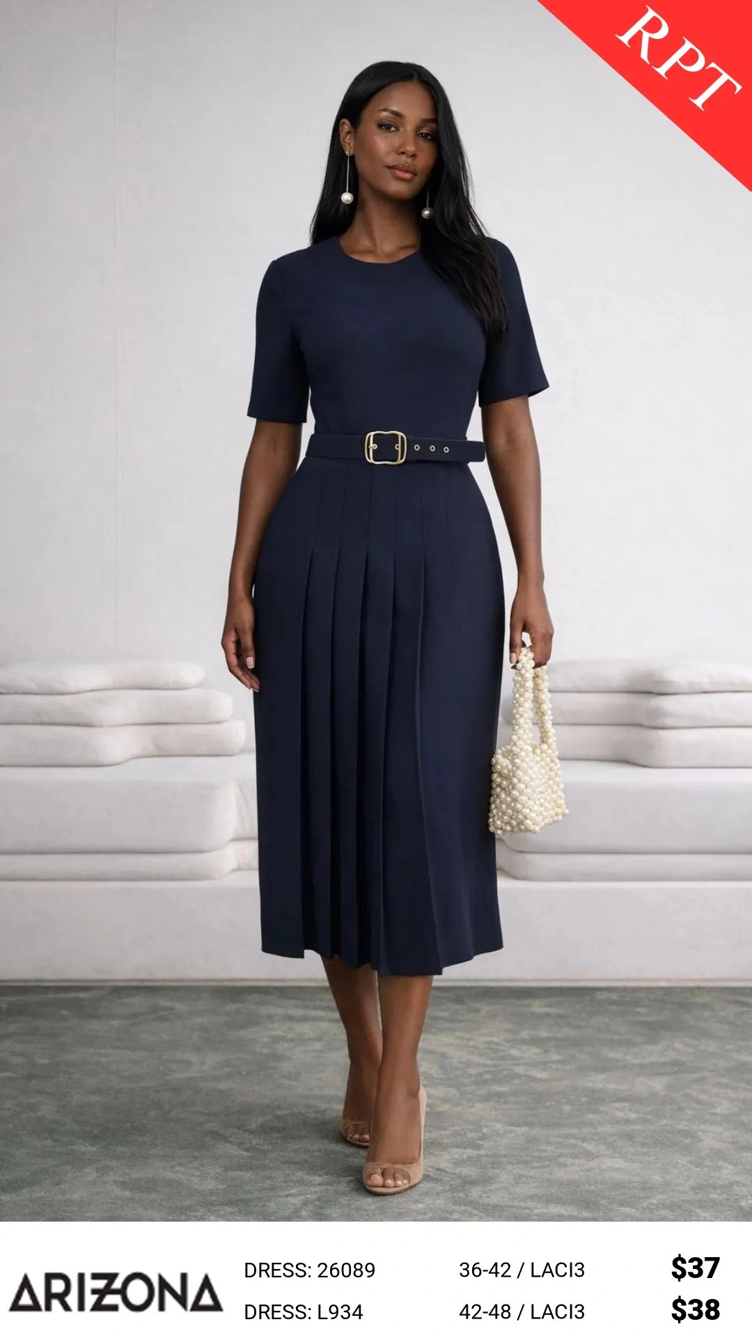 Платье, Arizona Dress, Темно-синий, модель 26089, женская одежда оптом из Турции, Лалели
