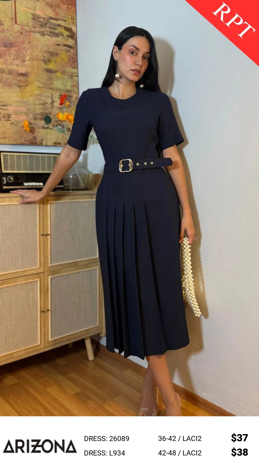 Платье, Arizona Dress, Темно-синий, модель 26089, женская одежда оптом из Турции, Лалели