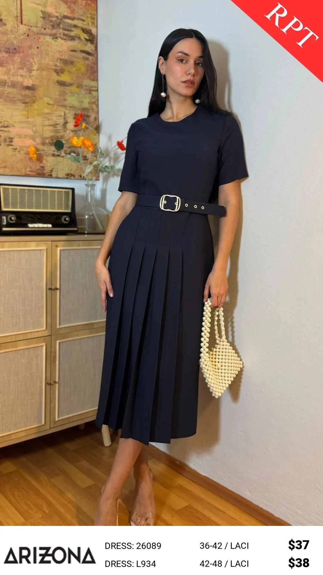 Платье, Arizona Dress, Темно-синий, модель 26089, женская одежда оптом из Турции, Лалели