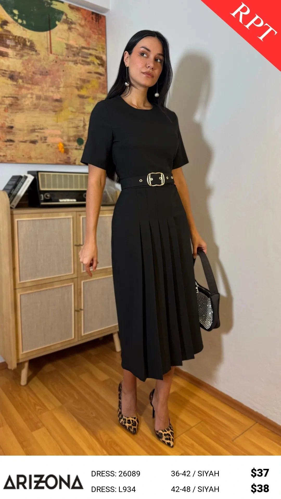 Платье, Arizona Dress, Черный, модель 26089, женская одежда оптом из Турции, Лалели