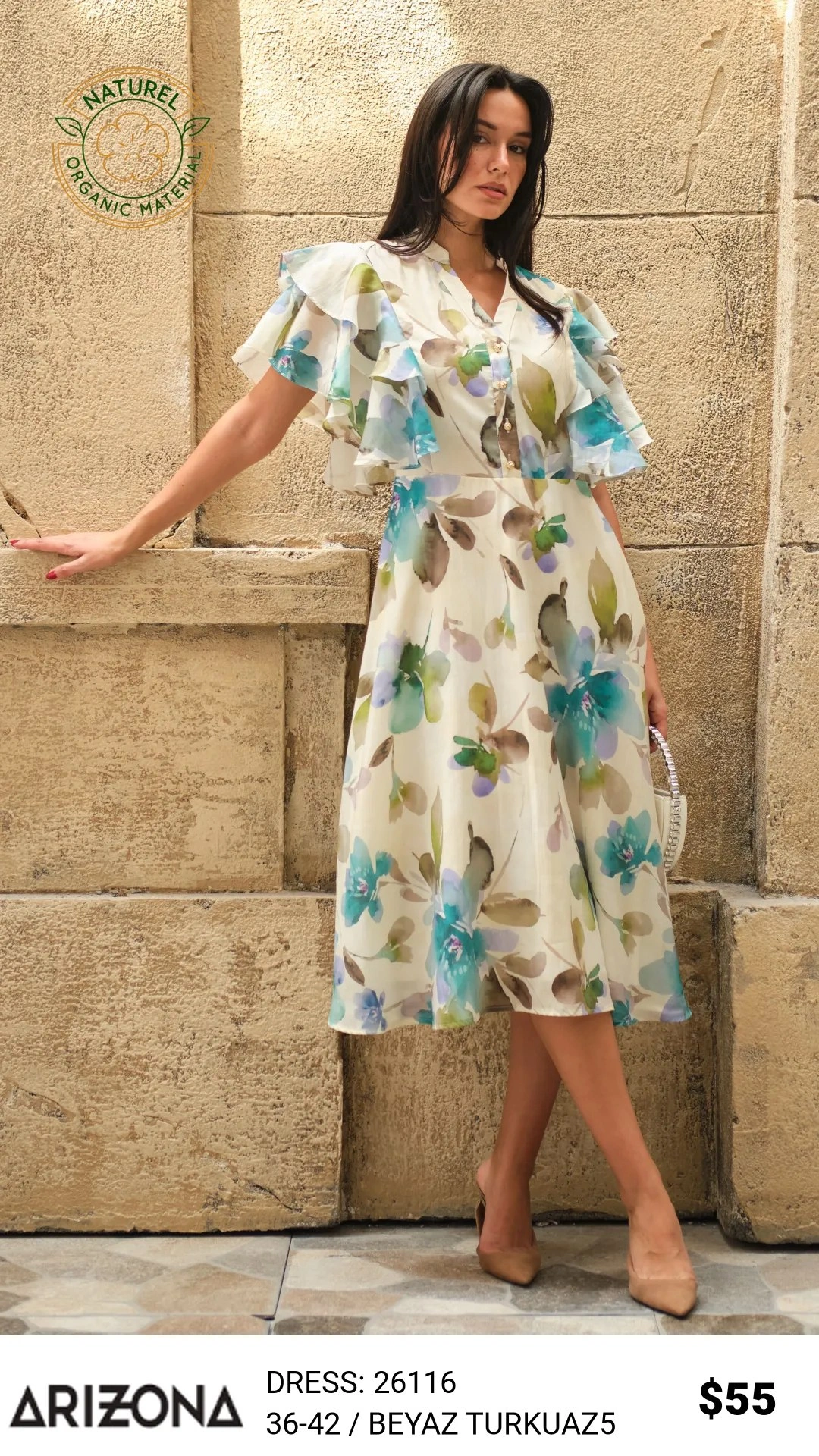 Платье, Arizona Dress, Белый, модель 26116, женская одежда оптом из Турции, Лалели