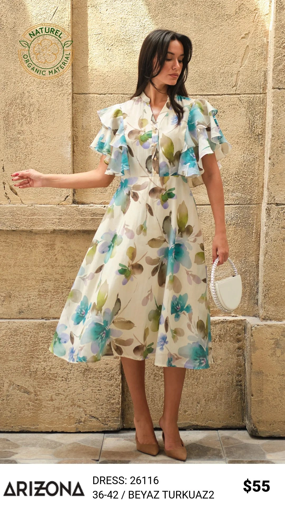 Платье, Arizona Dress, Белый, модель 26116, женская одежда оптом из Турции, Лалели