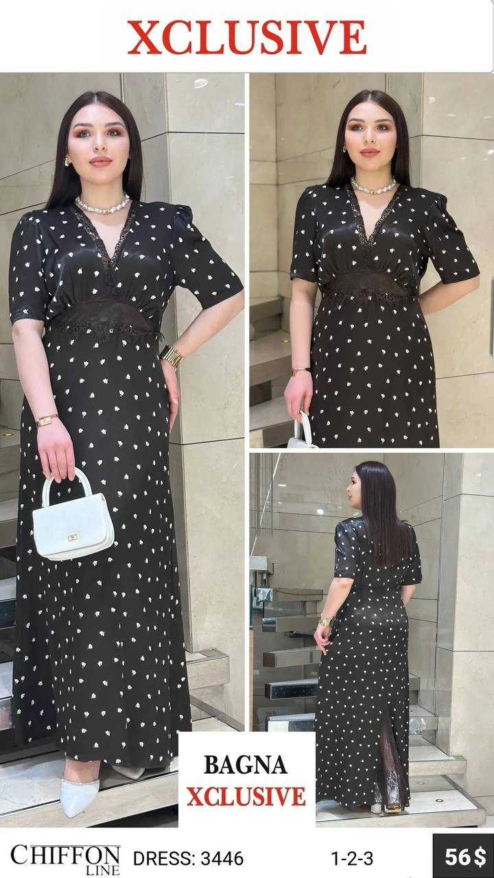 Платье, Chiffon Line, Черный, модель 3446, женская одежда оптом из Турции, Лалели