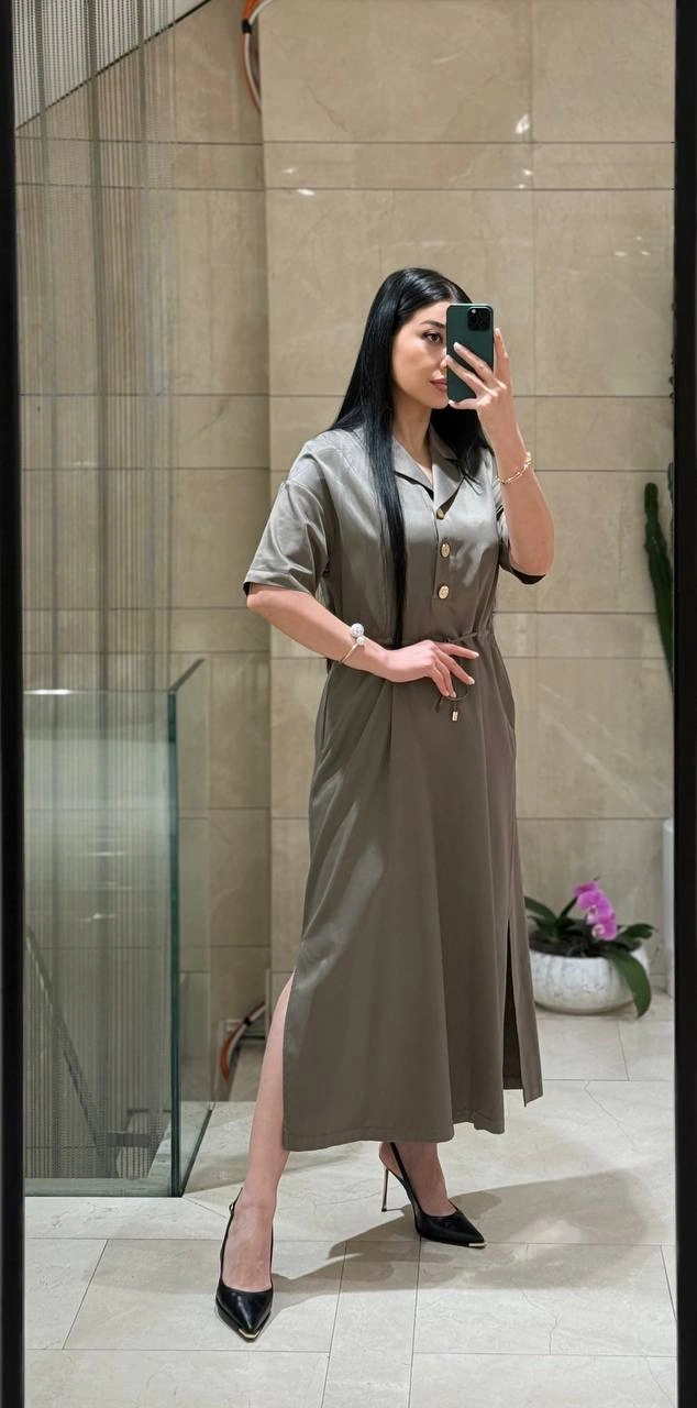Платье, Gizia Classic, Оливковый, модель MZN010, женская одежда оптом из Турции, Лалели